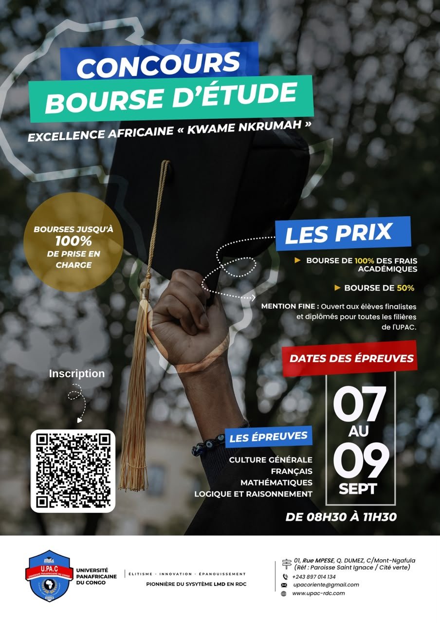 Ouverture des candidatures : Concours de Bourse Kwame Nkrumah à l'UPAC